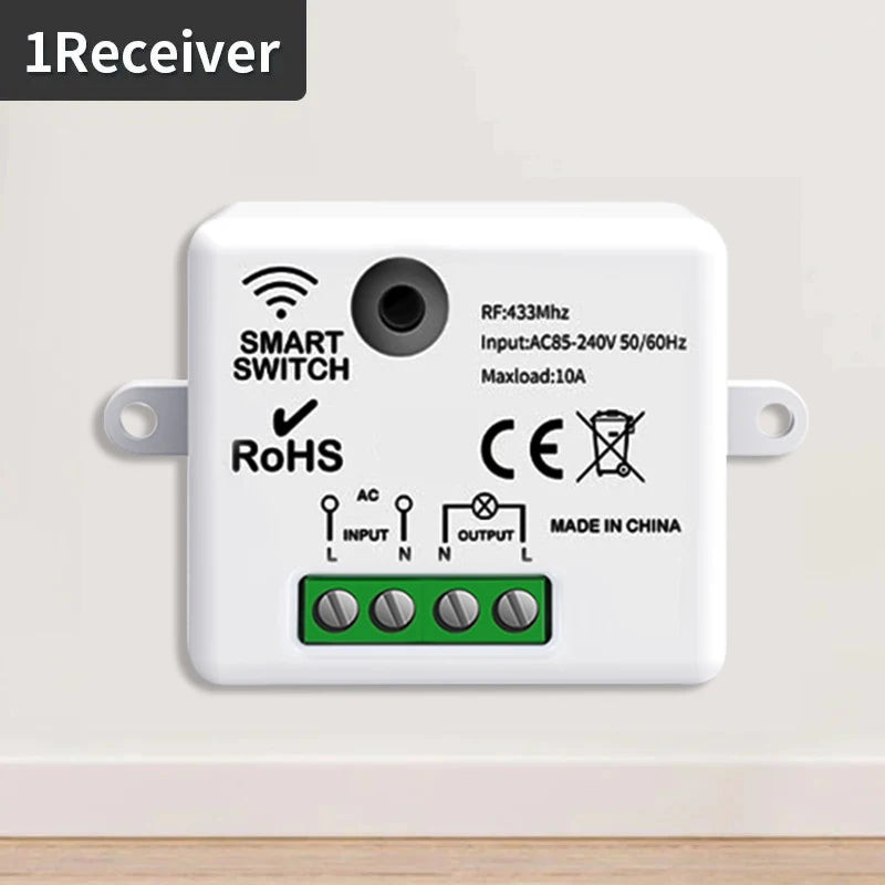 Mini Interruptor de Luz e Controle Remoto Sem Fio