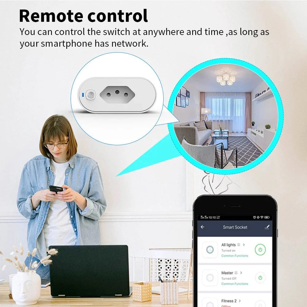 Smart Plug – Adaptador de Soquete Wi-Fi Tuya 16A