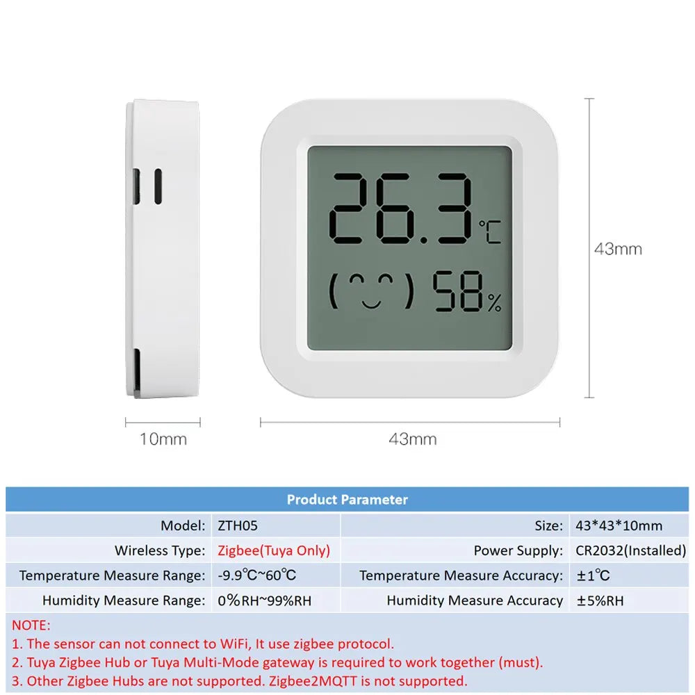 Sensor de Umidade e Temperatura Tuya ZigBee